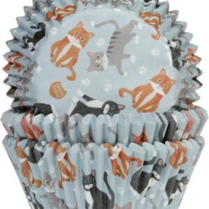 HoM cupcakepapiertjes katten- 50X33mm - 50 stuks