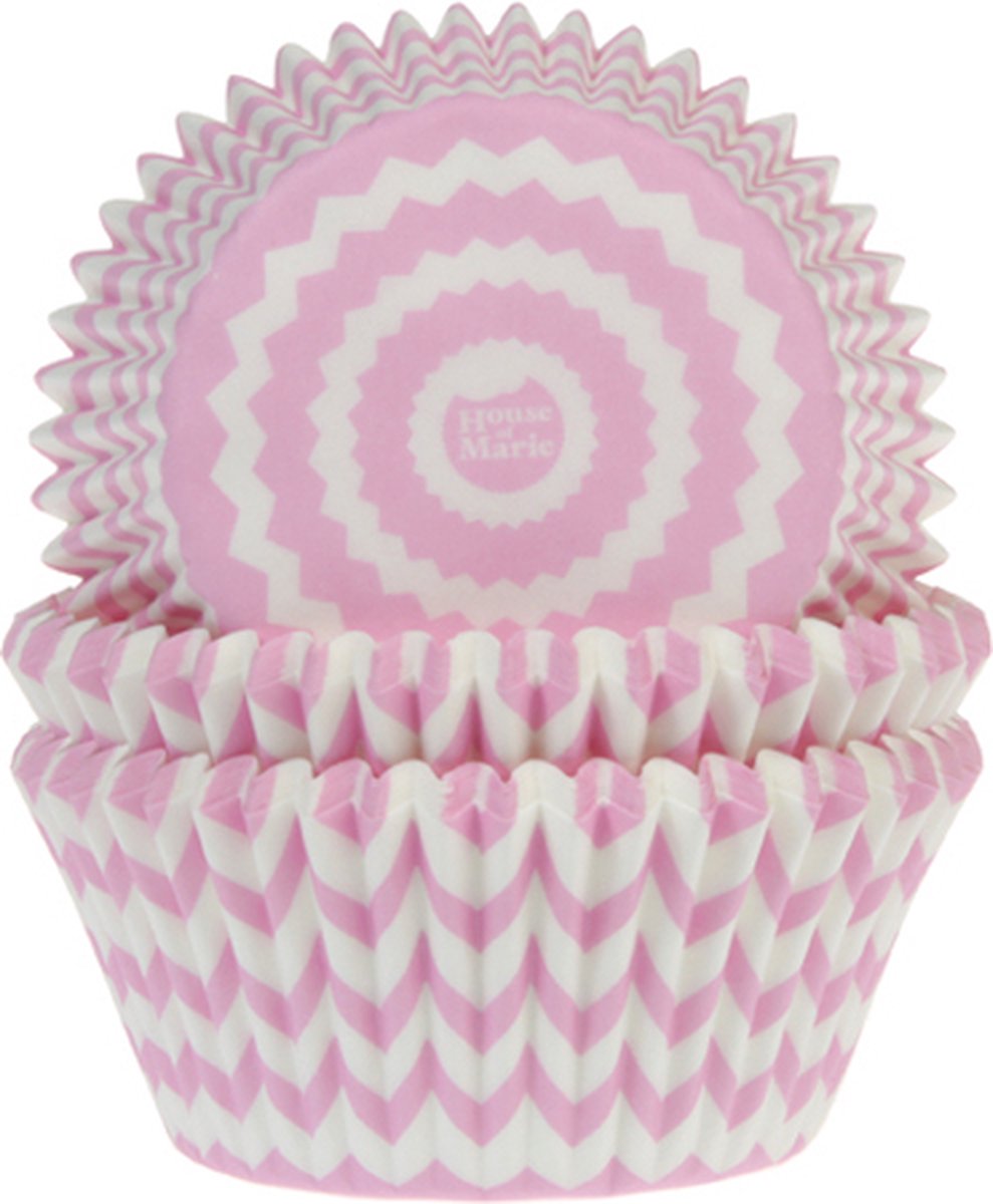 HoM cupcakevorm Chevron pink - 50X33mm - 50 stuks