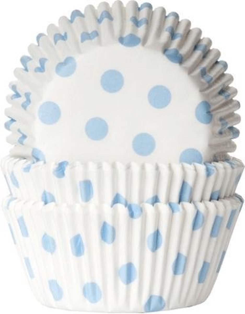 HoM cupcakevorm polka/wit/baby blauw - 50X33mm - 50 stuks