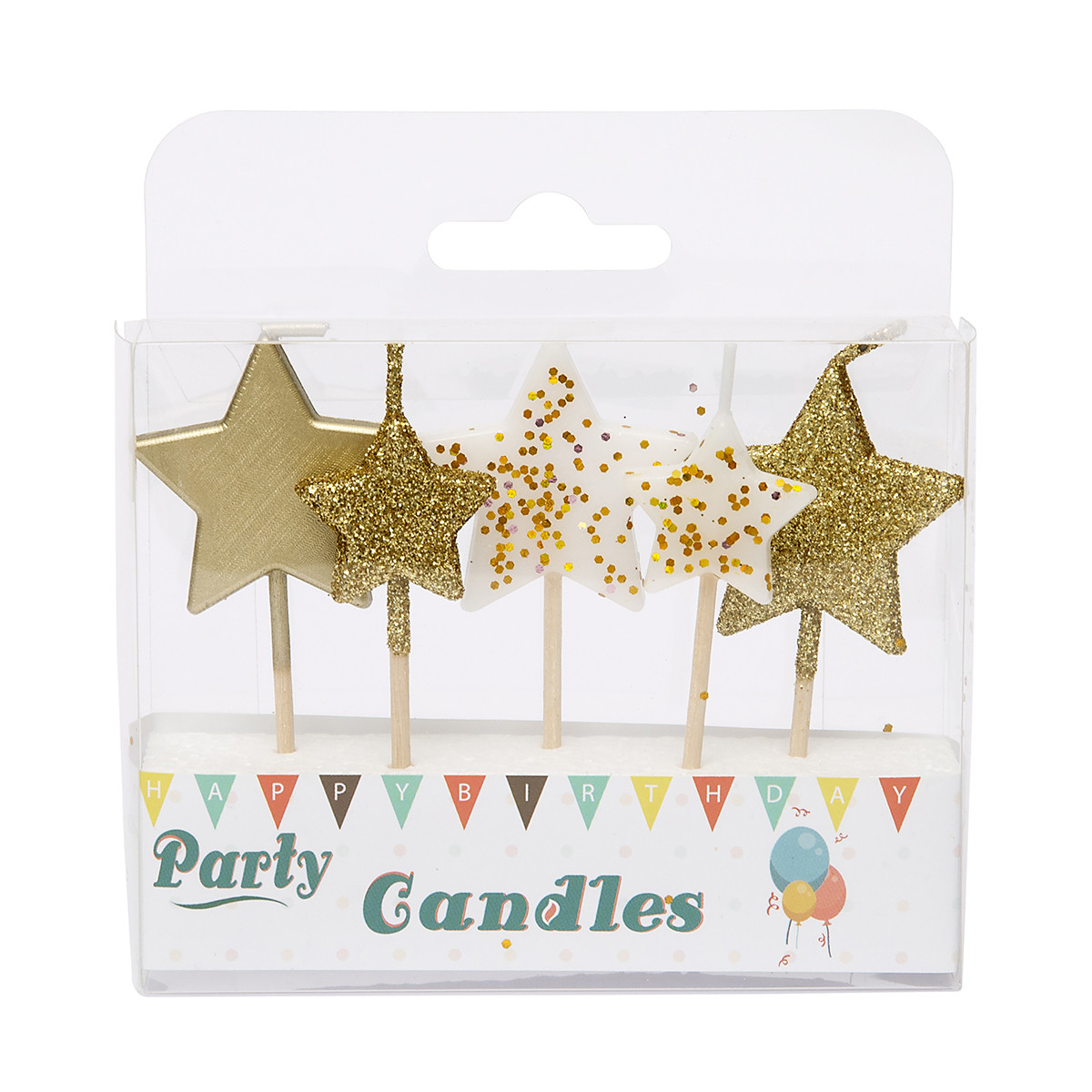 Taartkaarsjes Sterren Goud 5st