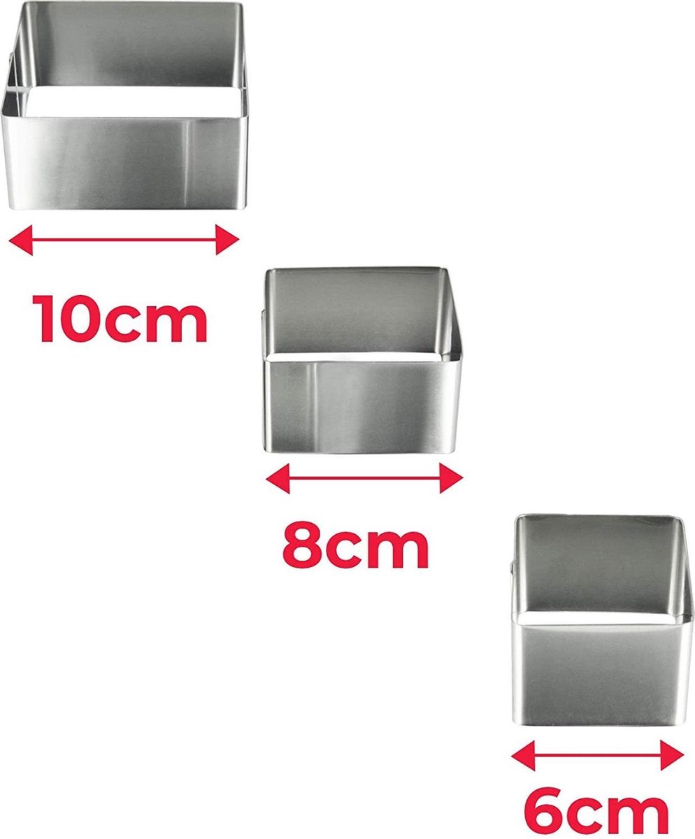Metaltex kookring vierkant s/3