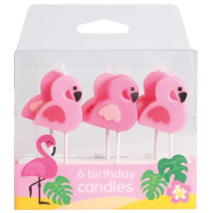 Taartkaarsjes flamingo - 6 stuks