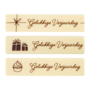 Chocolade plaatje gelukkige verjaardag - 10x2,2cm - 4 stuks