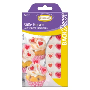 Chocoladedecoratie - hartjes roze/wit - 24st