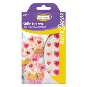 Chocoladedecoratie - hartjes roze/wit - 24st