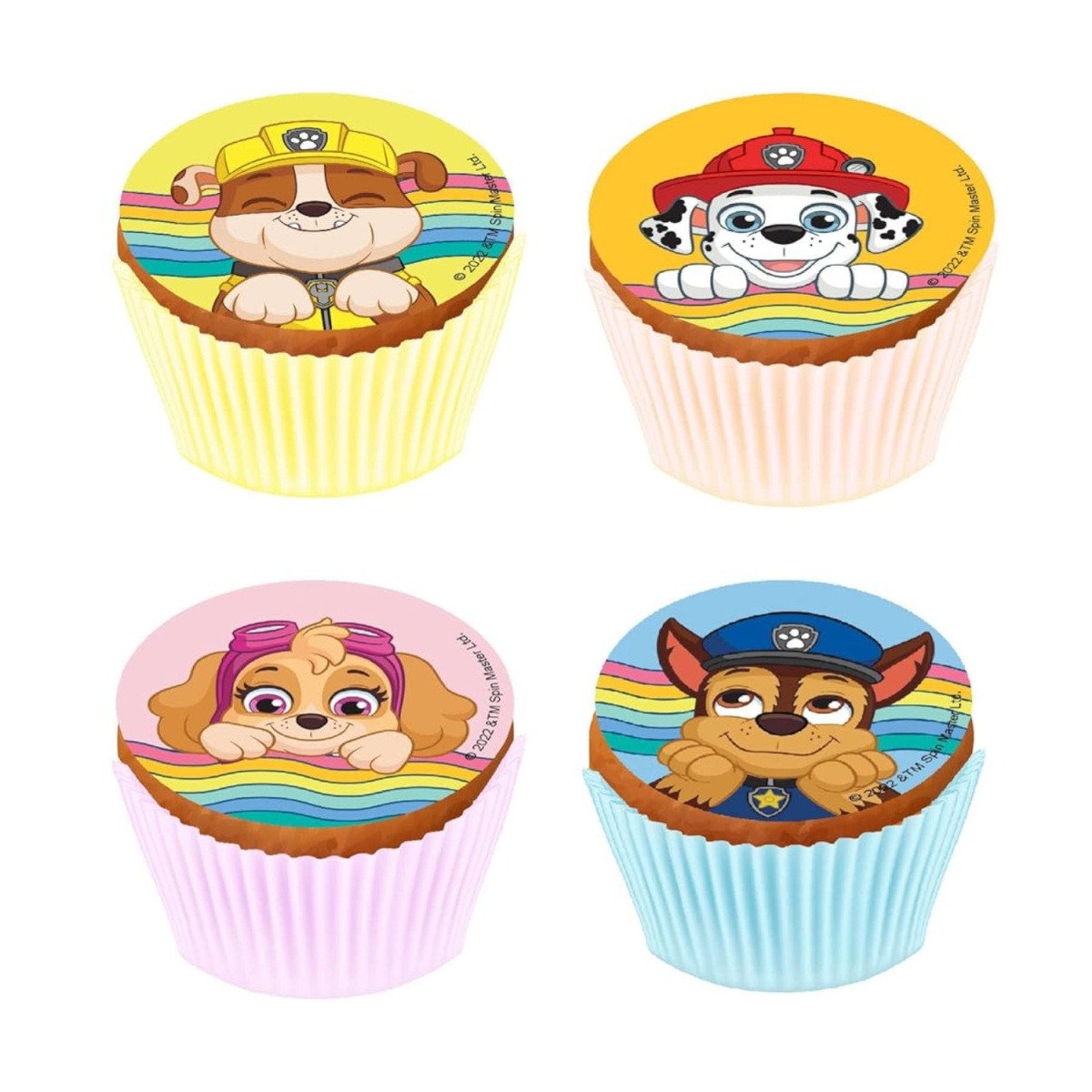 Hostie decoratie - Paw patrol discs 5,3cm - 12 stuks