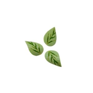 Gebogen chocolade blad groen - 4,5x2,7cm - 8st