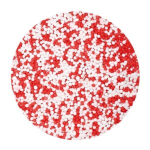 Nonpareil strooisel - rood/wit - 100g