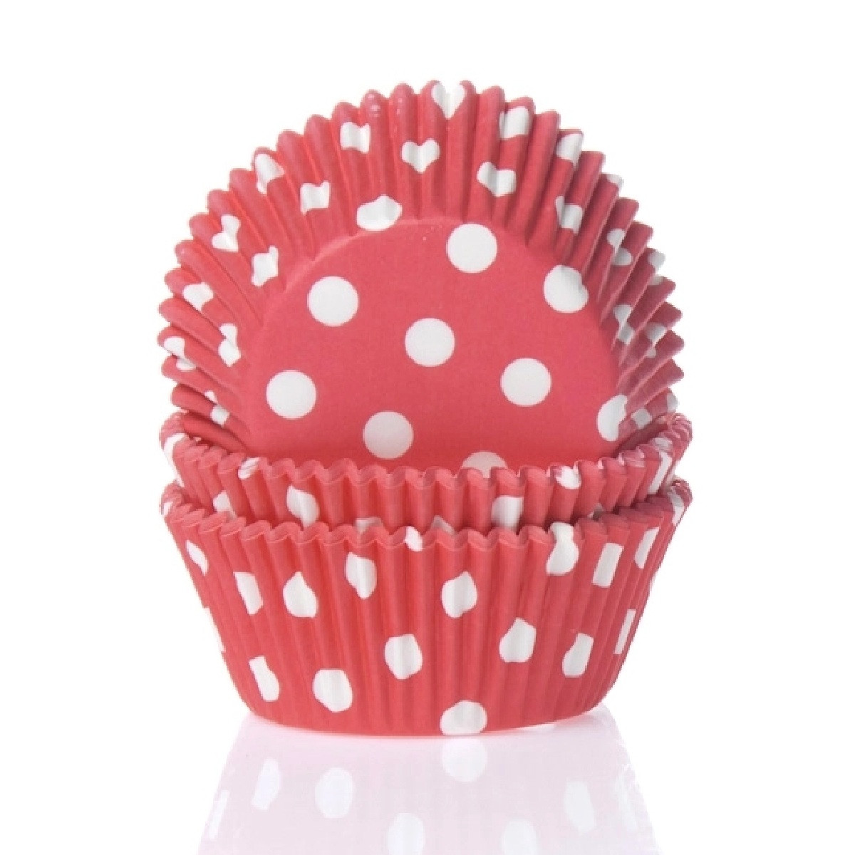 HoM cupcakevorm polka/rood - 50X33mm - 50 stuks