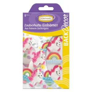 Suikerdecoratie - unicorn regenbogen - 8st