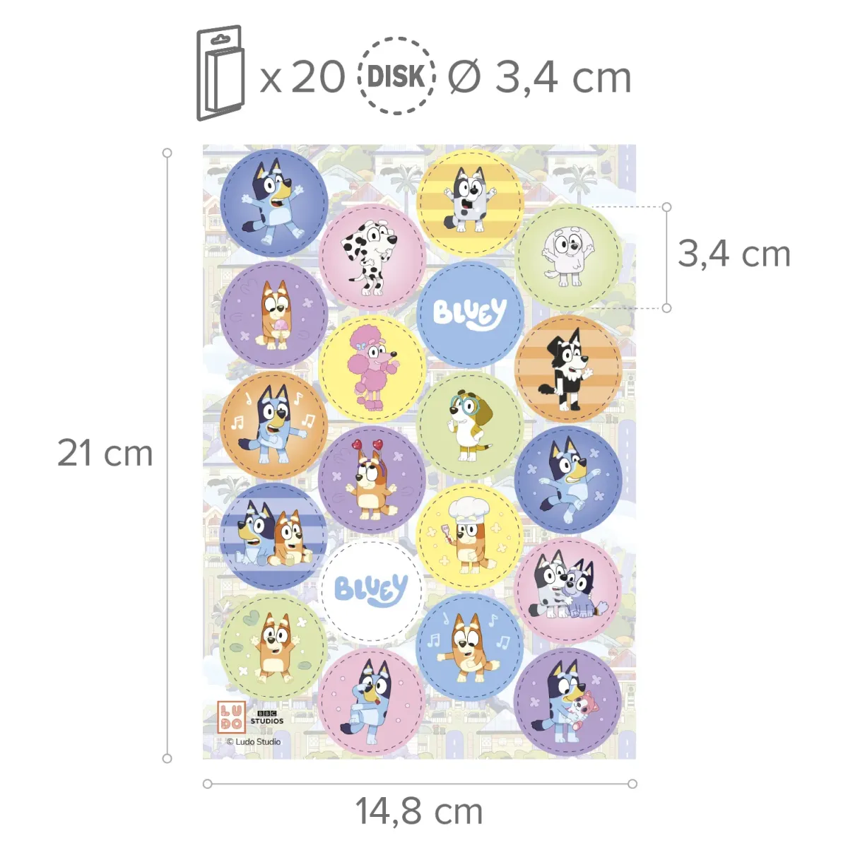 Dekora cakedisc - Bluey - 20 stuks - 3.4 cm