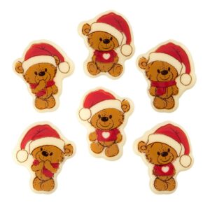 Beertjes met kerstmuts - 4,5x3,8 cm - 6 stuks