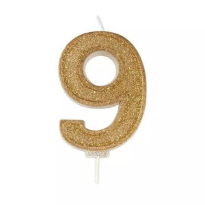Cijferkaars goud met glitter nr 9