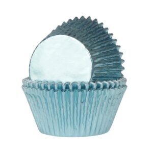 HoM cupcakevorm baby blauw foil - 50X33mm - 24 stuks