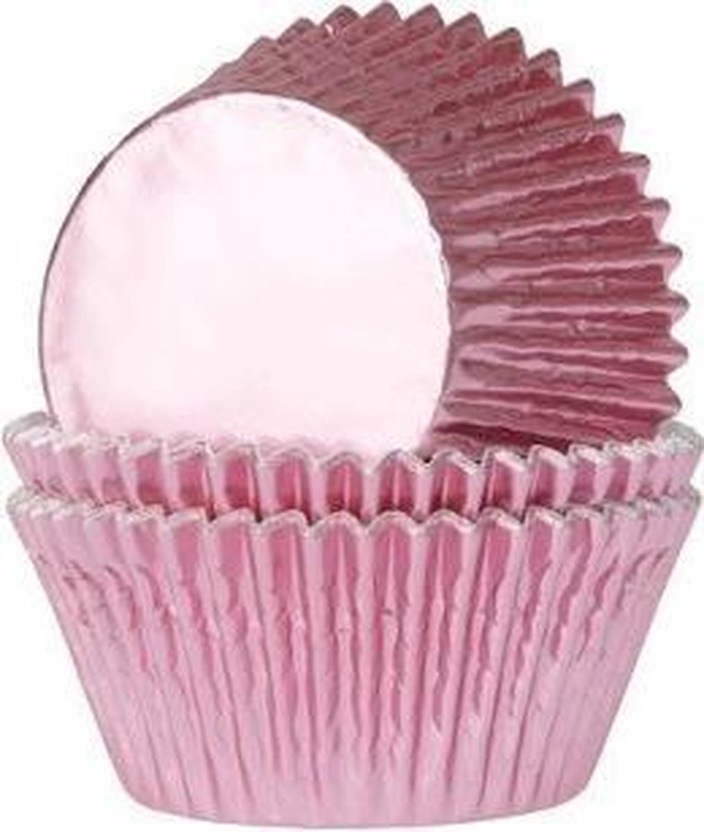 HoM cupcakevorm baby roze foil - 50X33mm - 24 stuks