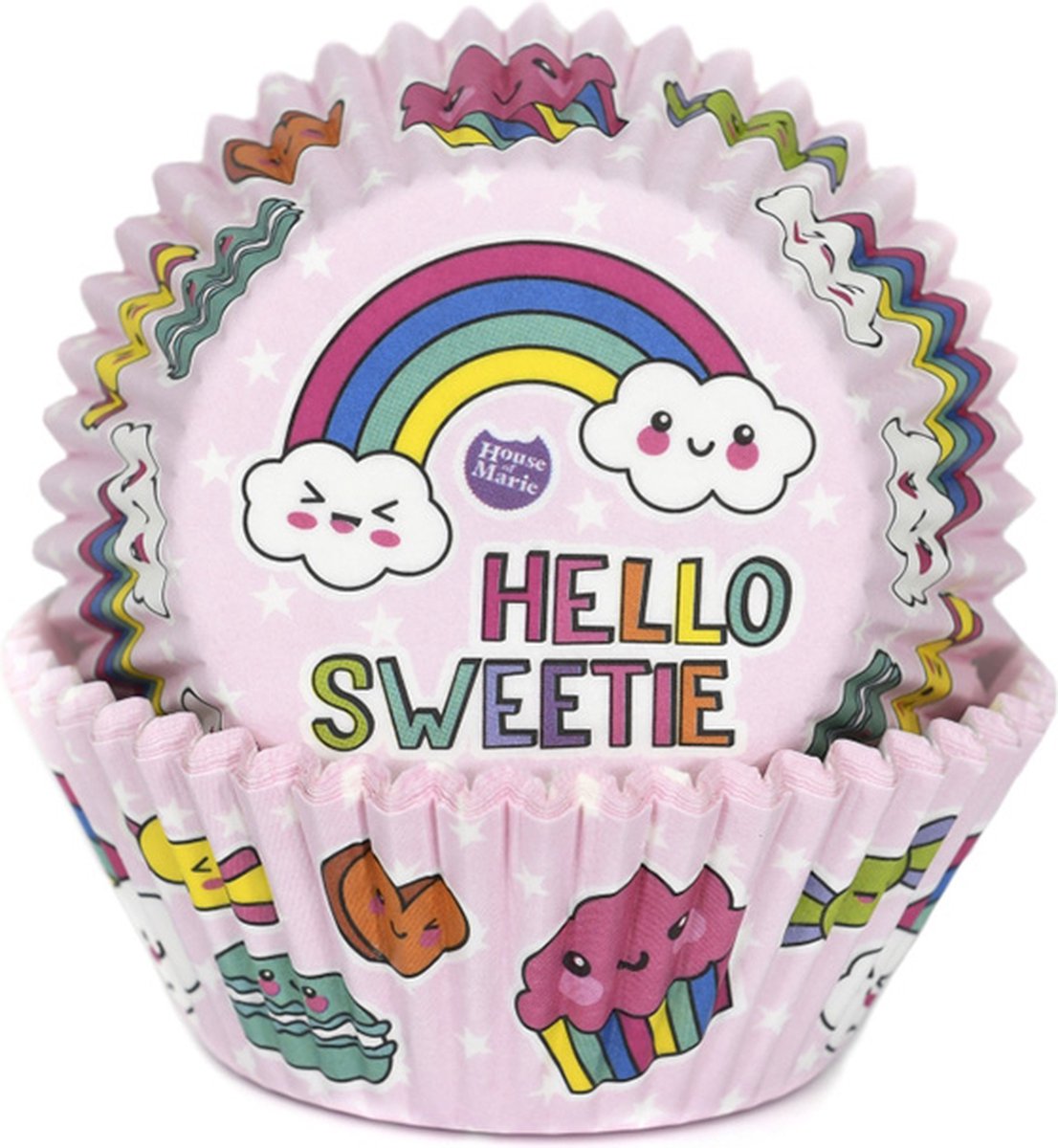 HoM cupcakevorm regenboog roze - 50X33mm - 50 stuks