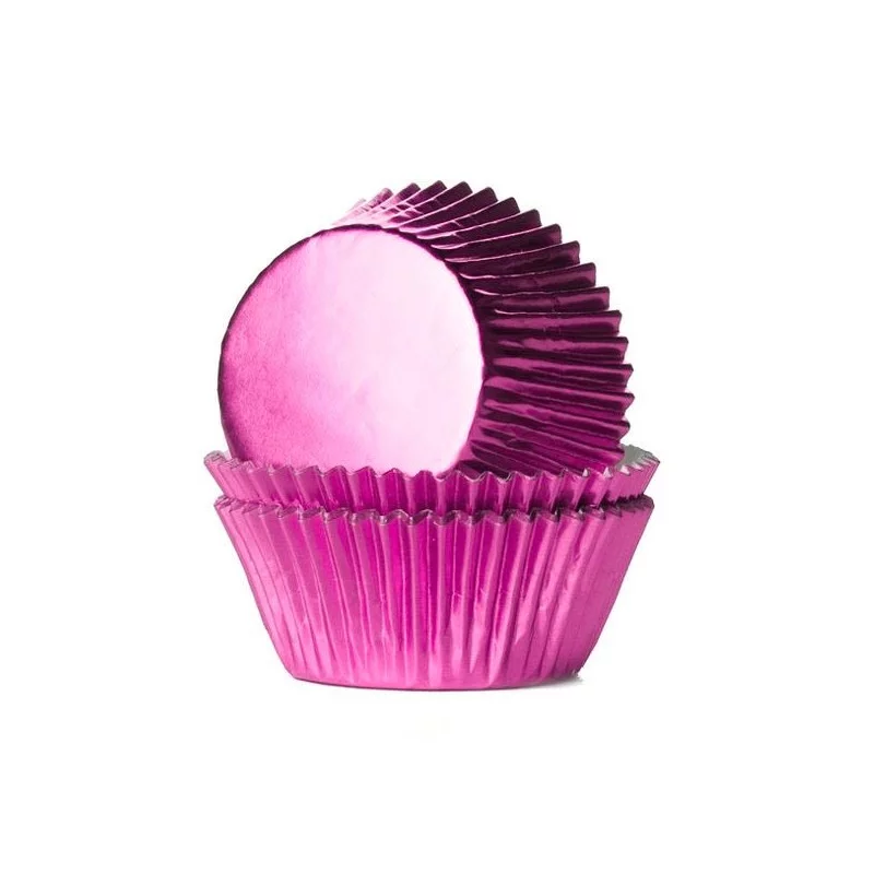 HoM cupcakevorm roze foil - 50X33mm - 24 stuks
