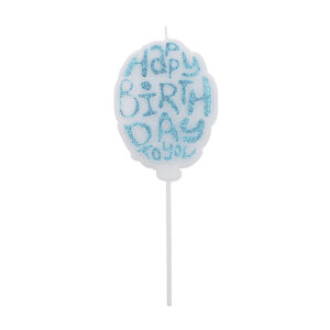 Kaars happy birthday blauw