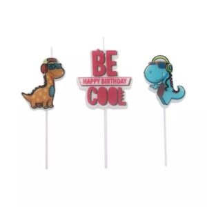 Taartkaarsjes dino - 3 stuks