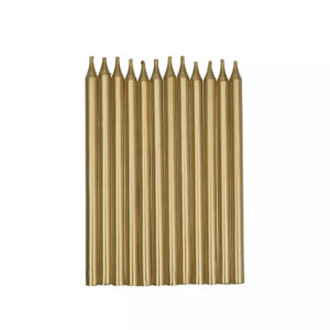 Taartkaarsjes lang goud - 12 stuks