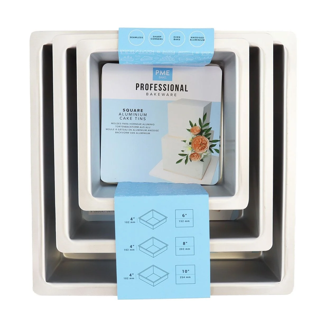 Taartpan PME Vierkant 10cm(h) - Set/3