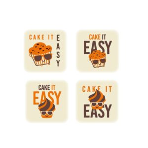 Vierkant plaatje 'cake it easy' - 3x3cm - 8st
