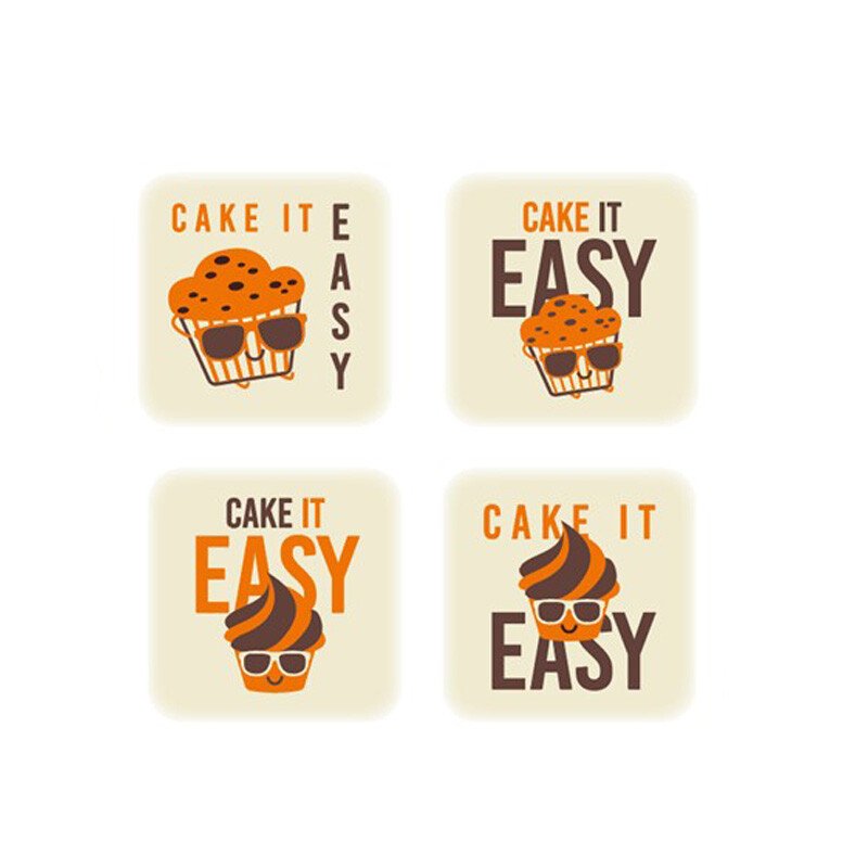 Vierkant plaatje 'cake it easy' - 3x3cm - 8st