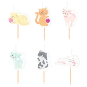 Taartkaarsjes Katten - set van 6