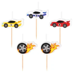 Taartkaarsjes Raceauto - set van 5