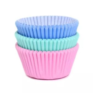 HoM cupcakevorm ass. roos/groen/blauw - 50x33mm - 72 stuks