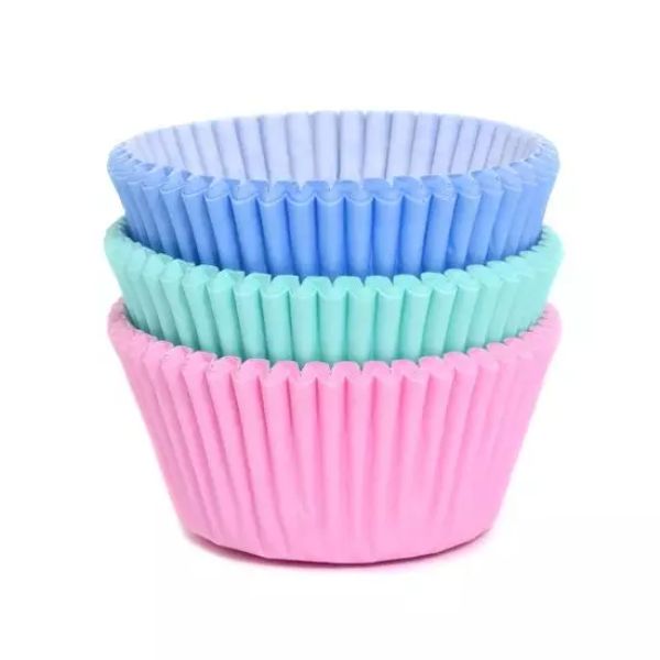 HoM cupcakevorm ass. roos/groen/blauw - 50x33mm - 72 stuks